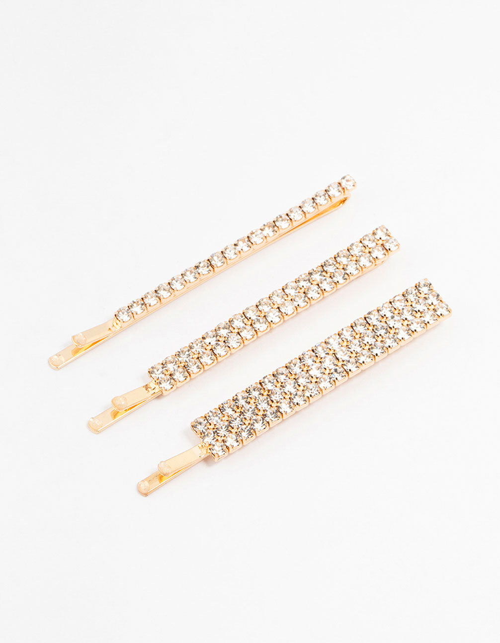 Multi Sized Gold Diamante Clips