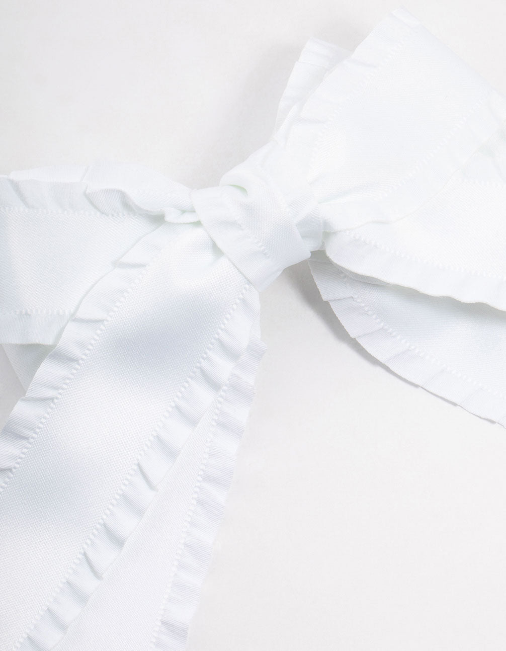 White Double Ruffle Fabric Bow