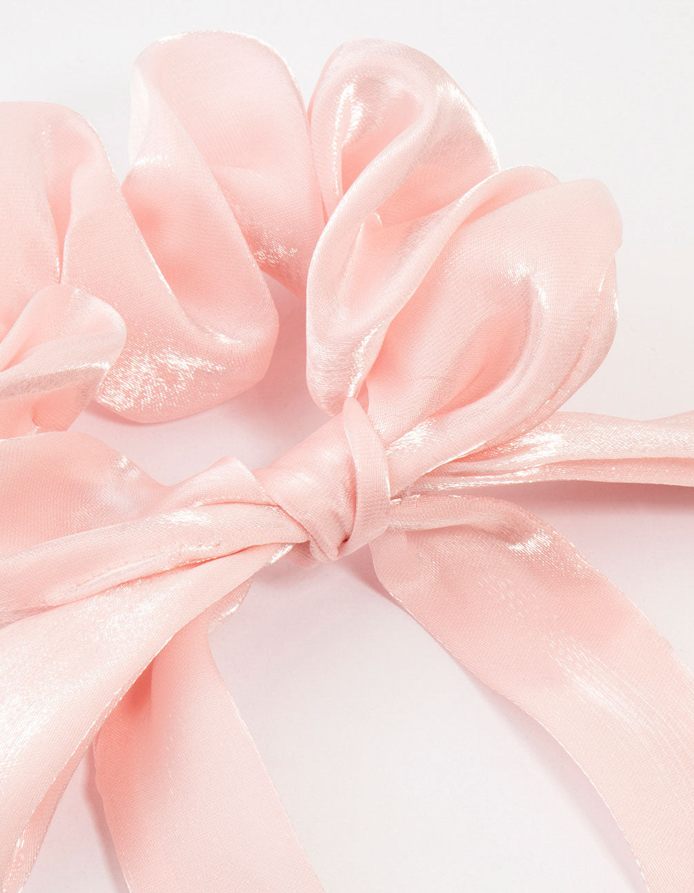 Pink Chiffon Fabric Long Bow Scrunchie