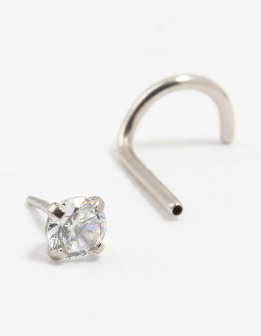 Surgical Steel Single Cubic Zirconia Threadless Nose Stud - Lovisa