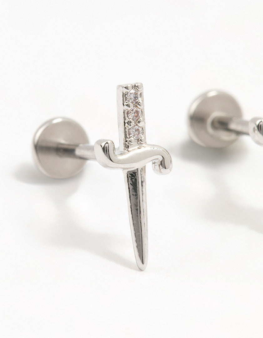 Surgical Steel Dainty Dagger Flat Back 2-Pack