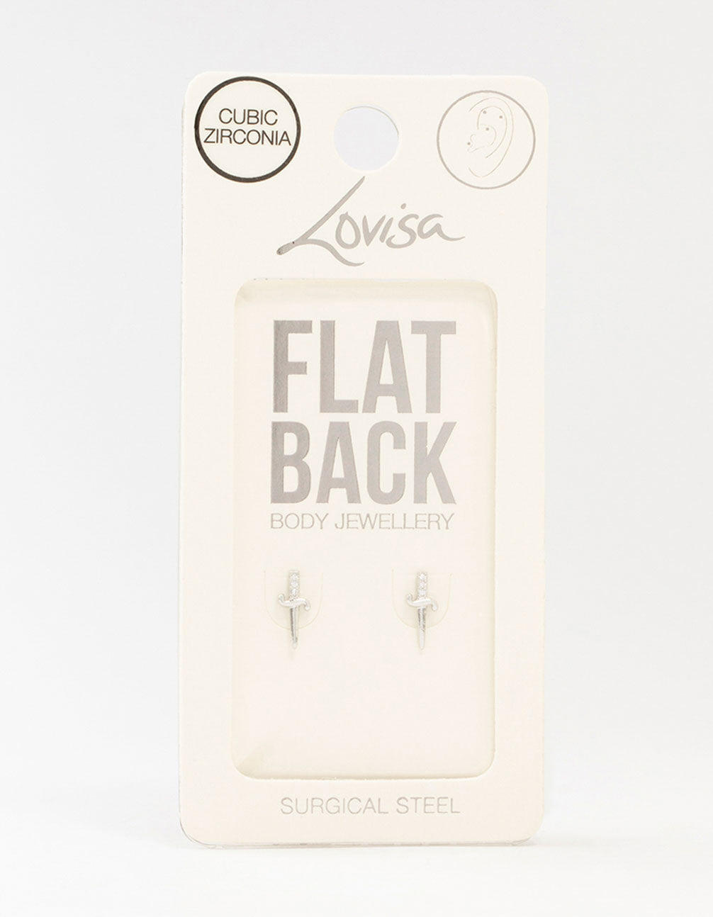 Surgical Steel Dainty Dagger Flat Back 2-Pack