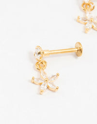 Gold Plated Surgical Steel Flower Drop Flat Backs 2-Pack - link has visual effect only