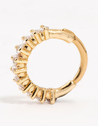 thumbnail image 2 of CZ Paved Lick Me Nipple Clicker Rings – 14K Gold Plated Surgical Steel (Pair) 2 of 5