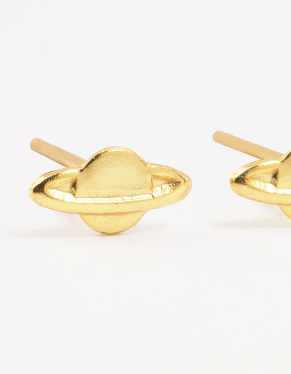 Gold Plated Sterling Silver Planet Stud Earrings