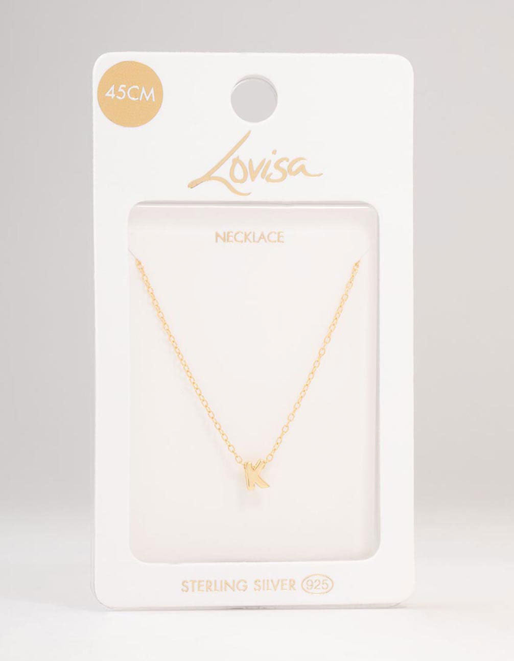 Gold Plated Sterling Silver Letter  K Necklace