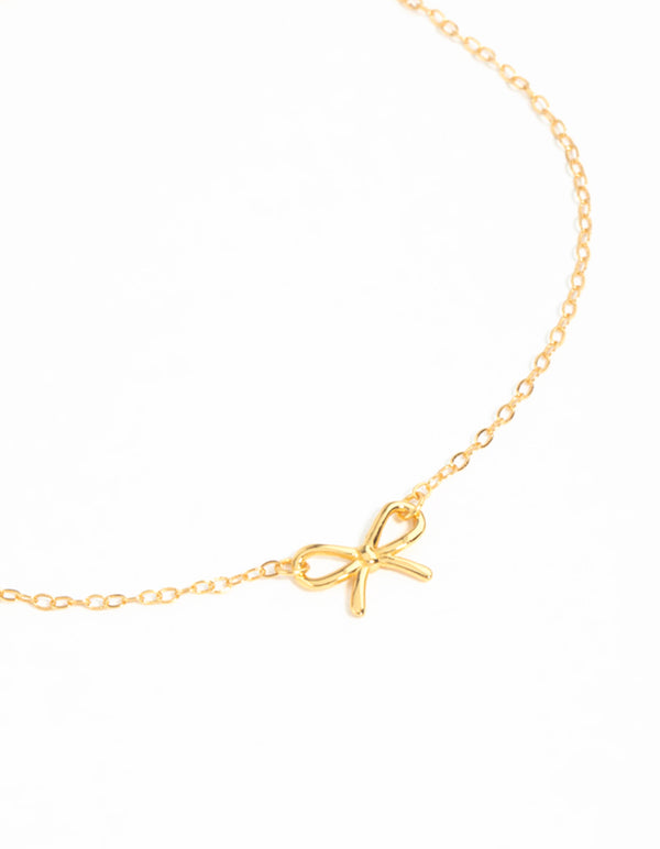 Gold Plated Sterling Silver Bow Chain Bracelet