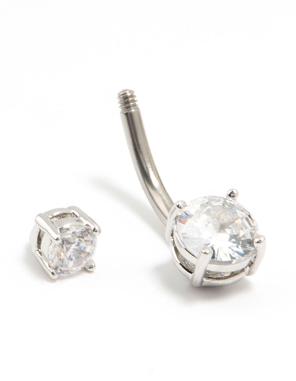 Surgical Steel Mini and Medium Cubic Zirconia Belly Bar
