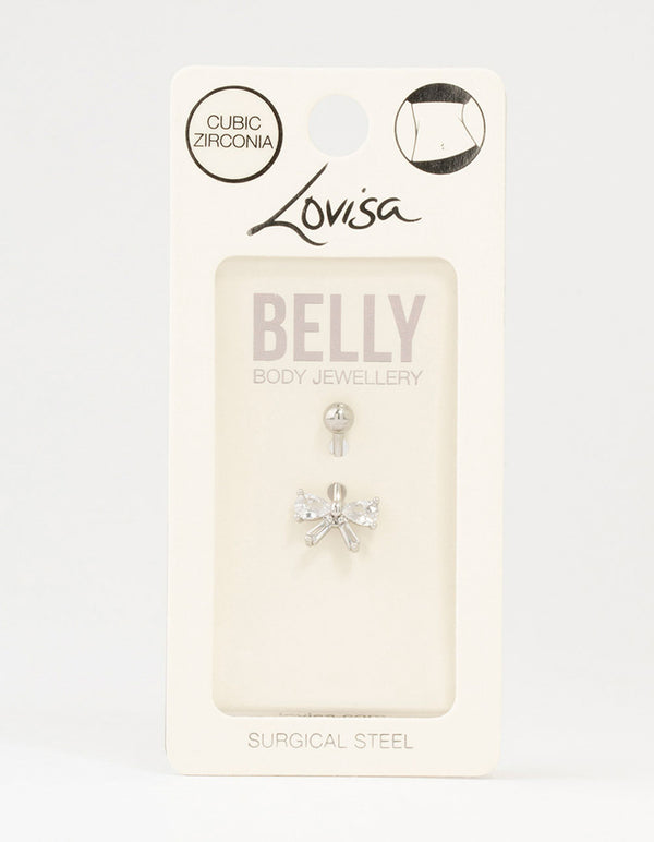 Surgical Steel Cubic Zirconia Belly Bar