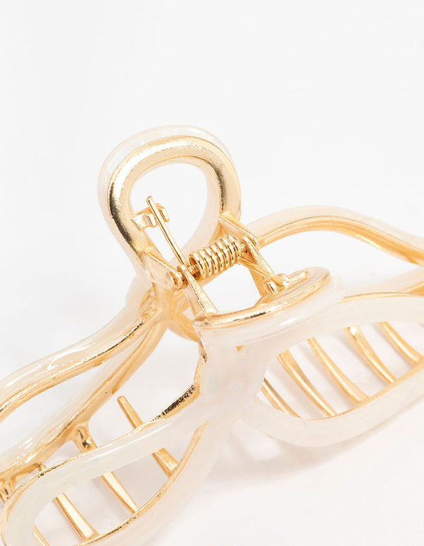 Ivory Acrylic Bow Hair Claw Clip