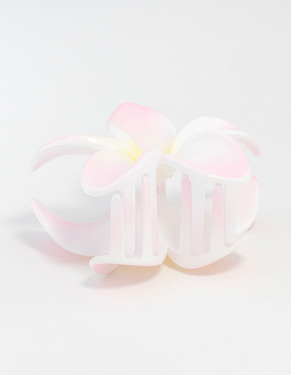 White Plastic Frangipani Flower Claw Clip