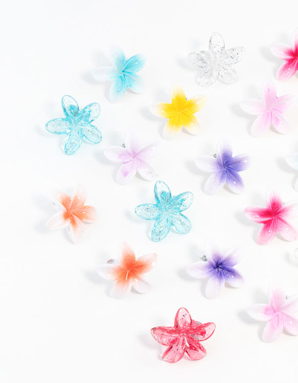 Mini Frangipani Flower Hair Clips 10-Pack