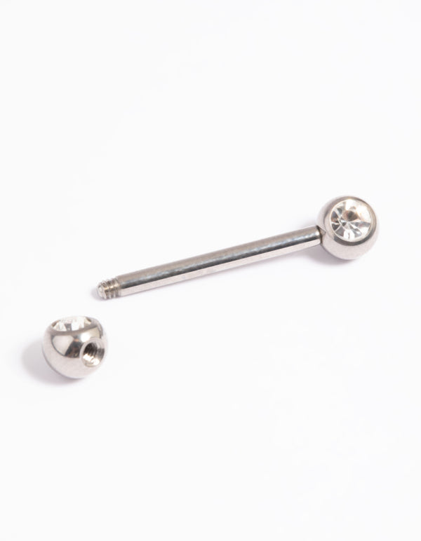 Titanium Crystal Nipple Ring