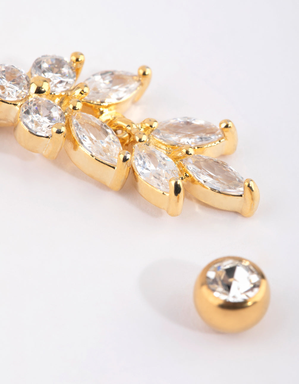 Gold Plated Titanium Marquise Belly Bar
