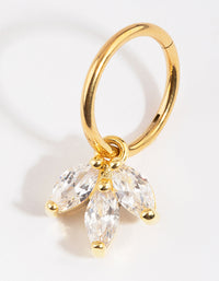 Gold Plated Titanium 3 Marquise Dangle Belly Ring - link has visual effect only