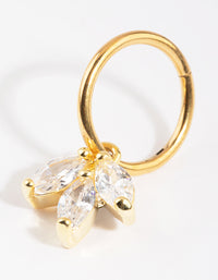 Gold Plated Titanium 3 Marquise Dangle Belly Ring - link has visual effect only