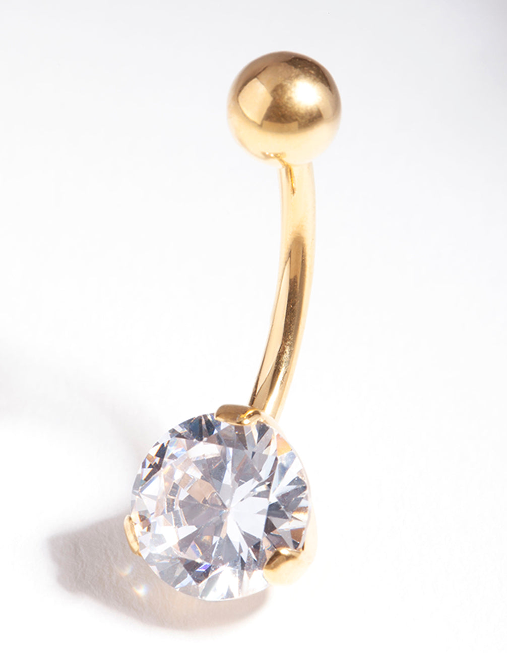 Gold Plated Titanium Classic  Diamante Belly Bar