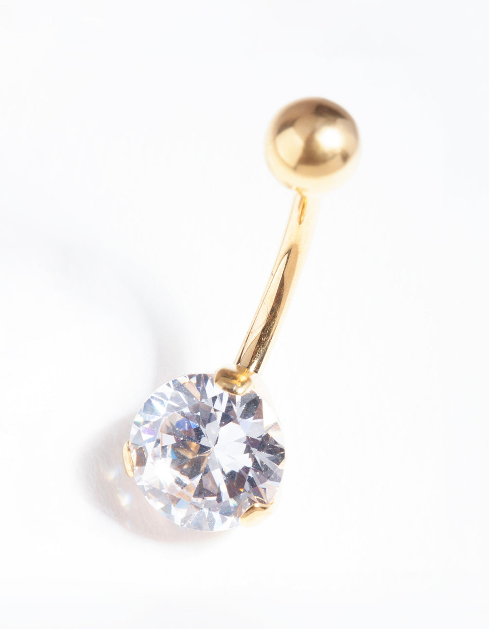 Gold Plated Titanium Classic  Diamante Belly Bar