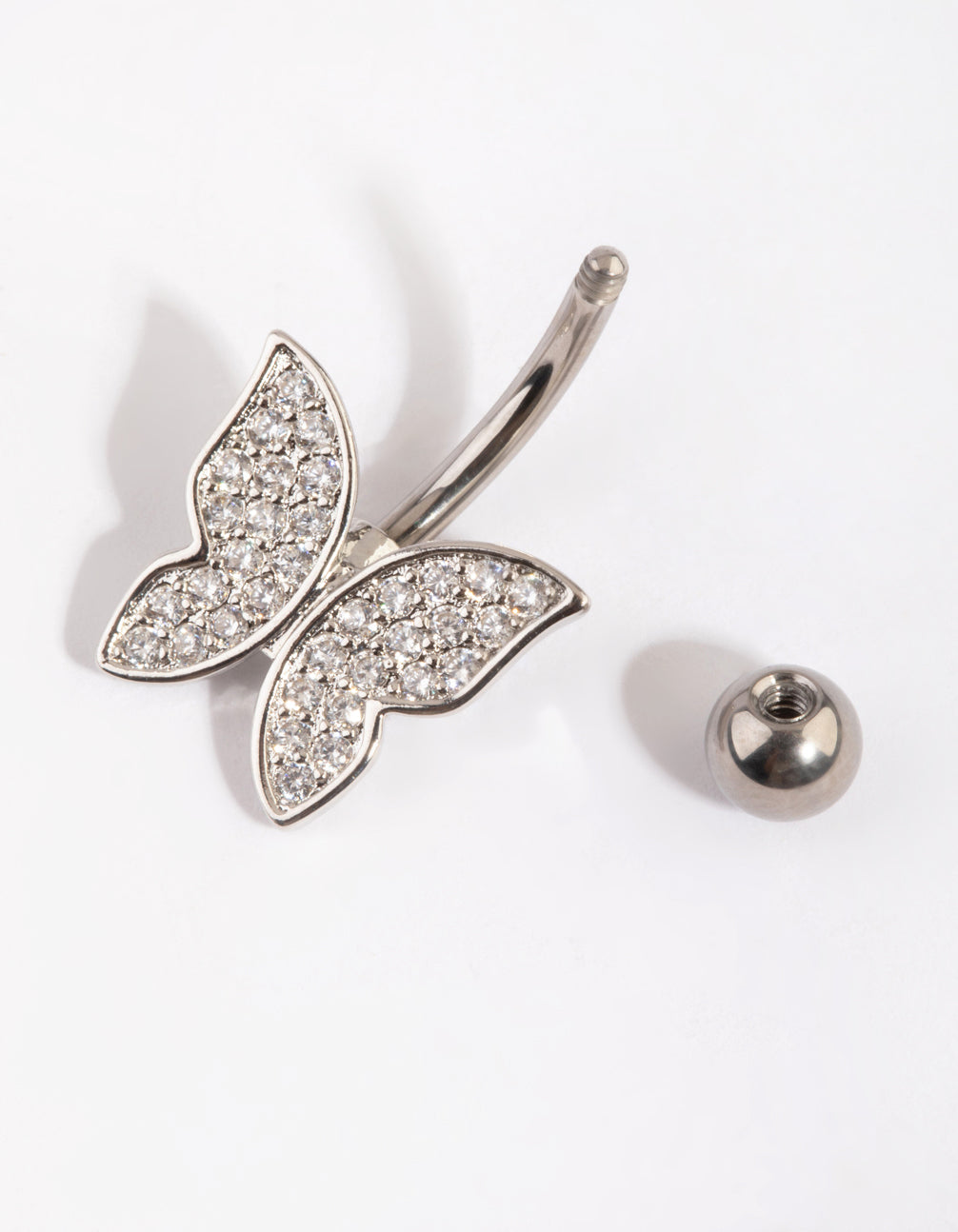 Titanium Pave Butterfly  Belly Ring