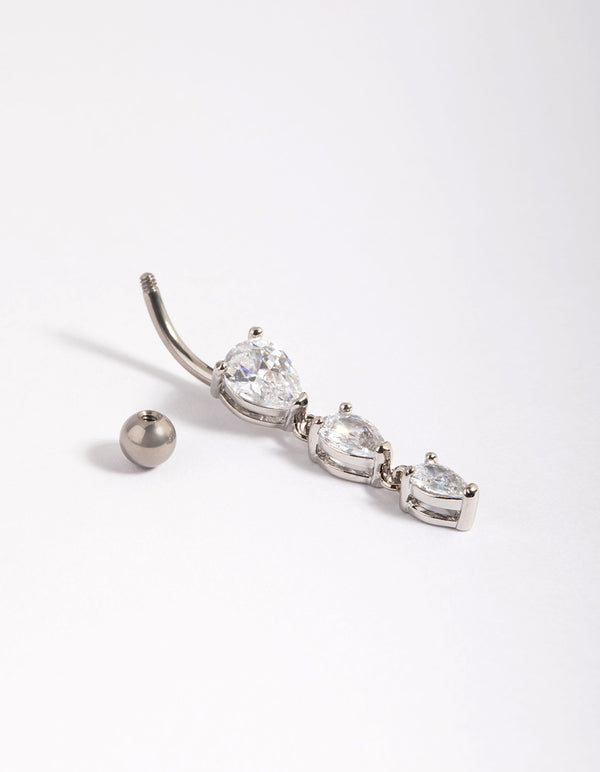Titanium Triple Pear Drop Belly Ring