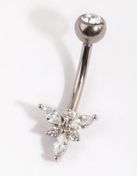 Titanium Elegant Diamante Belly Ring - link has visual effect only