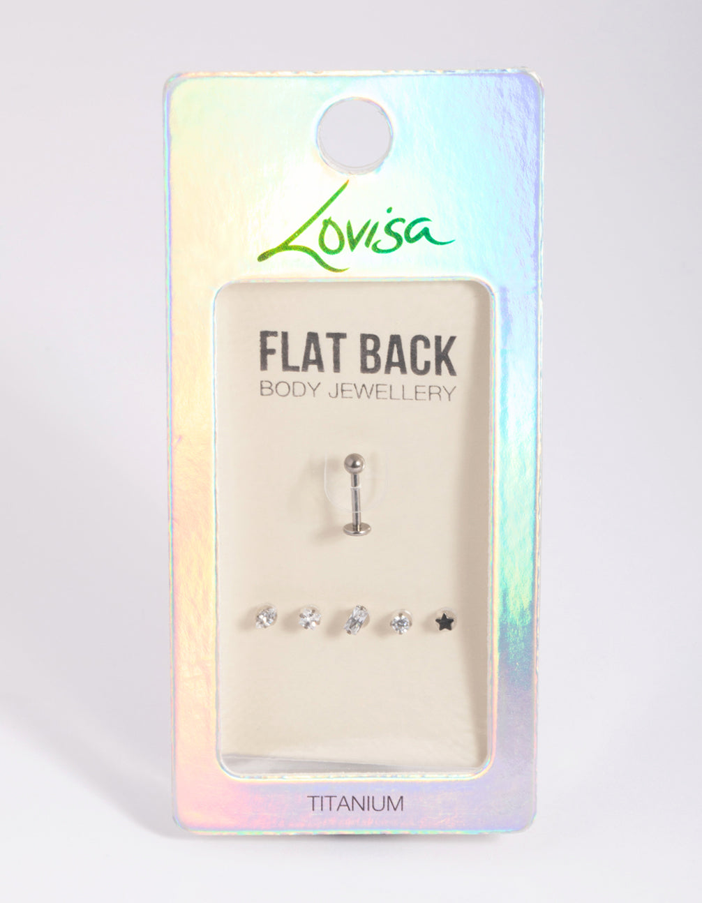 Titanium Cubic Zirconia Flat Backs 6-Pack