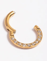 Gold Plated Titanium Cubic Zirconia 6mm Clicker Ring - link has visual effect only