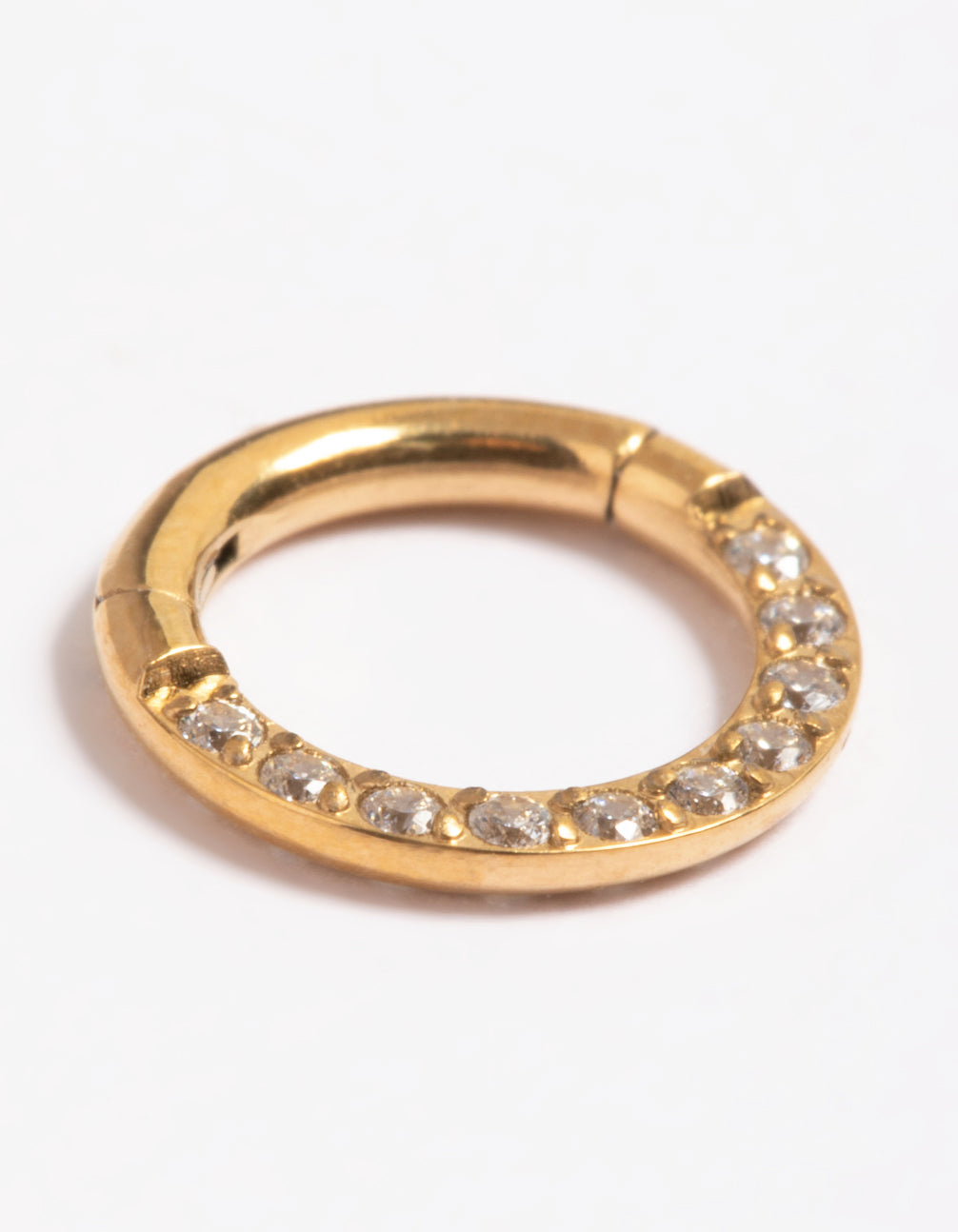 Gold Plated Titanium Cubic Zirconia 6mm Clicker Ring