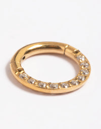 Gold Plated Titanium Cubic Zirconia 6mm Clicker Ring - link has visual effect only