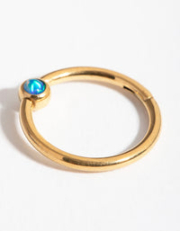 Titanium Gold  Faux Opal Belly Ring - link has visual effect only