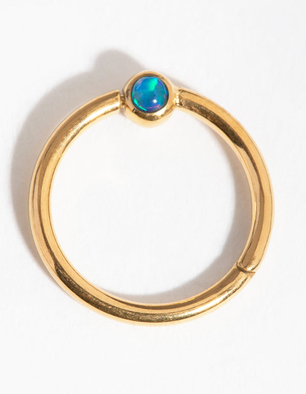 Titanium Gold  Faux Opal Belly Ring
