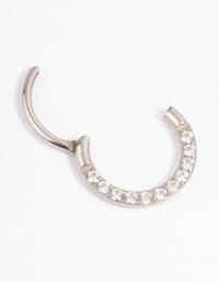 Titanium Cubic Zirconia Clicker Ring 7mm - link has visual effect only
