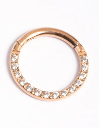 Rose Gold Plated Titanium Cubic Zirconia 8mm  Clicker Ring - link has visual effect only