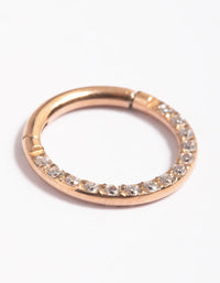 Rose Gold Plated Titanium Cubic Zirconia 8mm  Clicker Ring - link has visual effect only