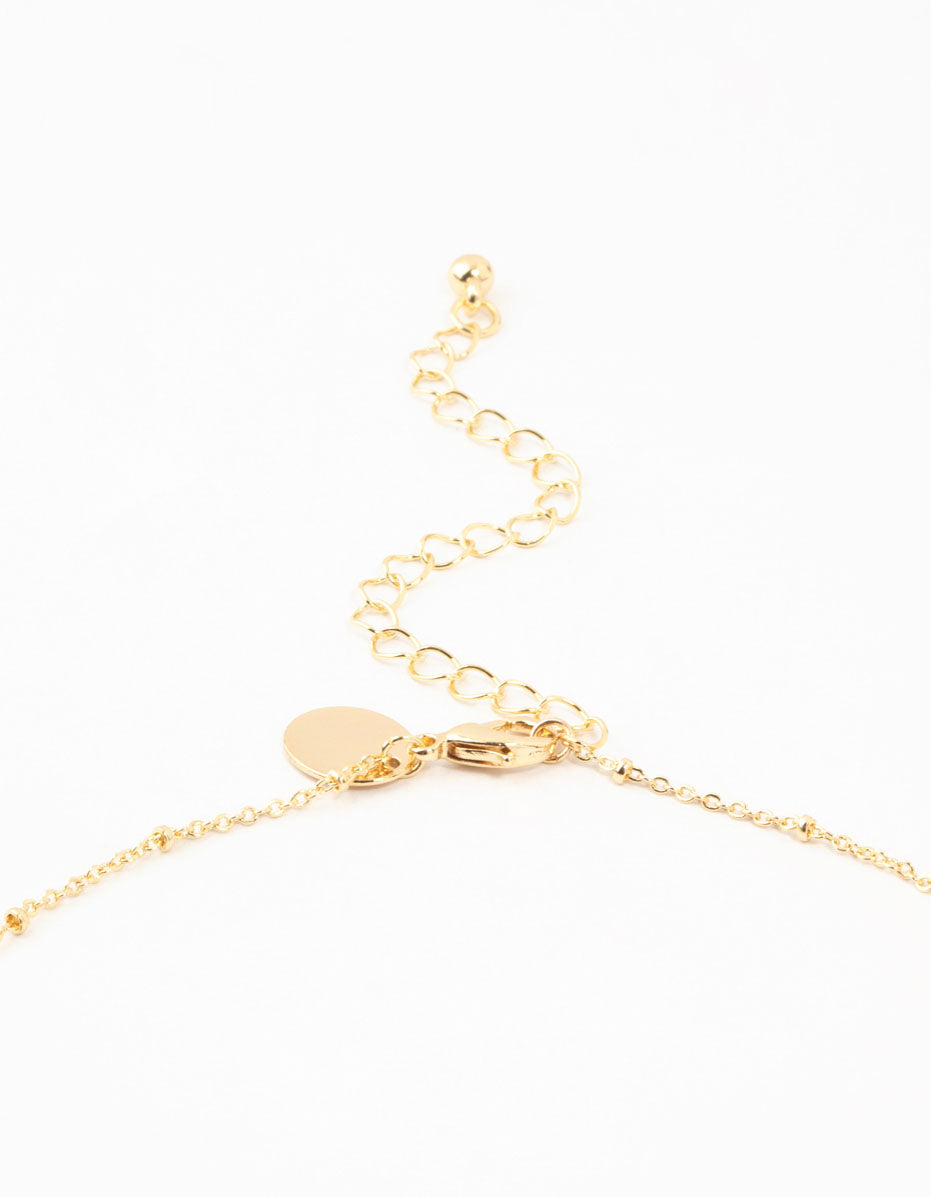 Gold Plated Diamante Edge Cross Necklace & Huggie Earrings Set