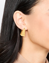 Waterproof Gold Plated Stainless Steel Square Wave Hoop Earrings - link has visual effect only