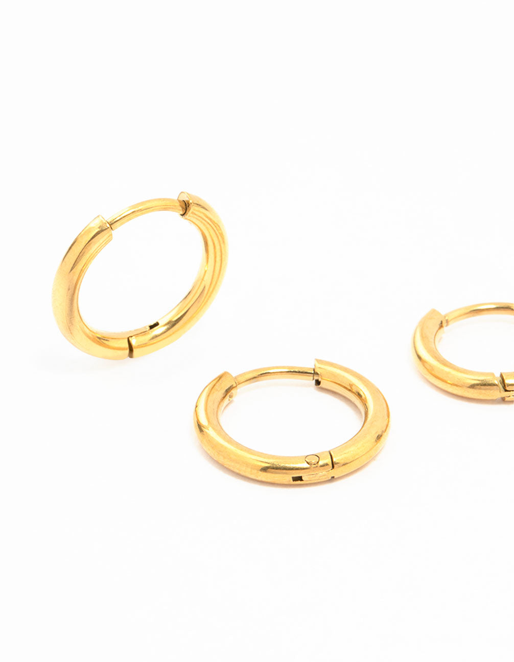 Waterproof Gold Plated Stainless Steel Medium Hoop Earrings 2-Pack