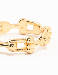 Waterproof Gold Plated Stainless Steel Chain Ring - link has visual effect only