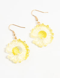 Yellow Acrylic Bubble Daisy Drop Earrings - link has visual effect only