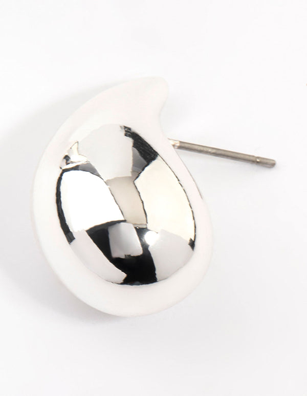 Silver Plated Teardrop Stud Earrings