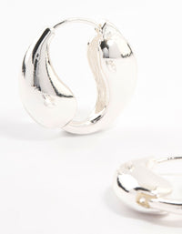Silver Plated Teardrop Hoop Huggie Earrings - link has visual effect only