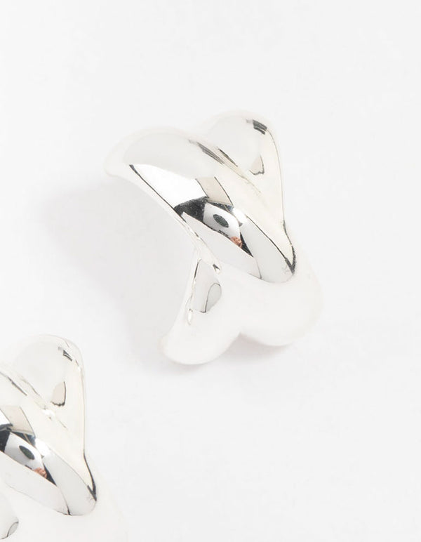 Silver Plated X Cross Stud Earrings