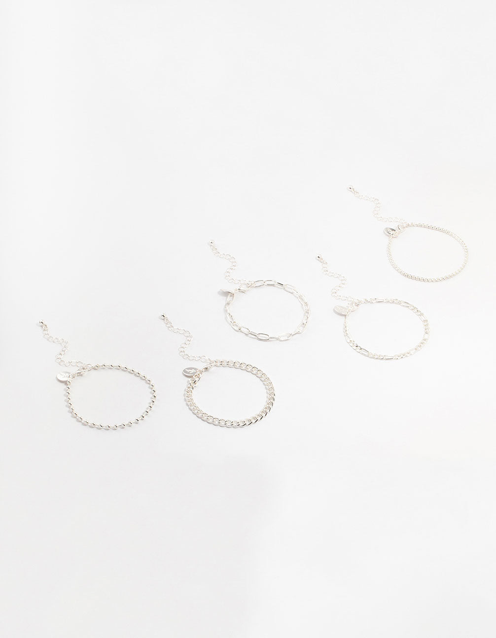 Silver Figaro & Ball Bracelets 5-Pack