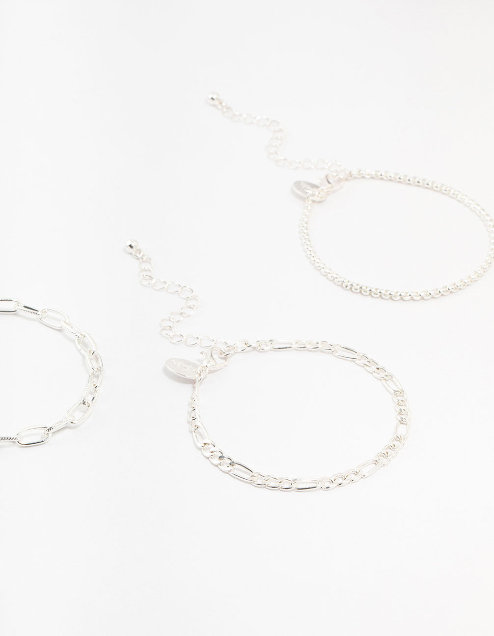 Silver Figaro & Ball Bracelets 5-Pack