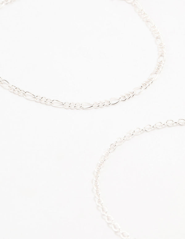 Silver Diamante Pearl Droplet Bracelets 4-Pack