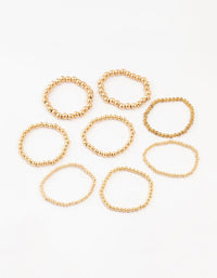 Gold Multiple Sized Ball Bracelets 8-Pack - link has visual effect only