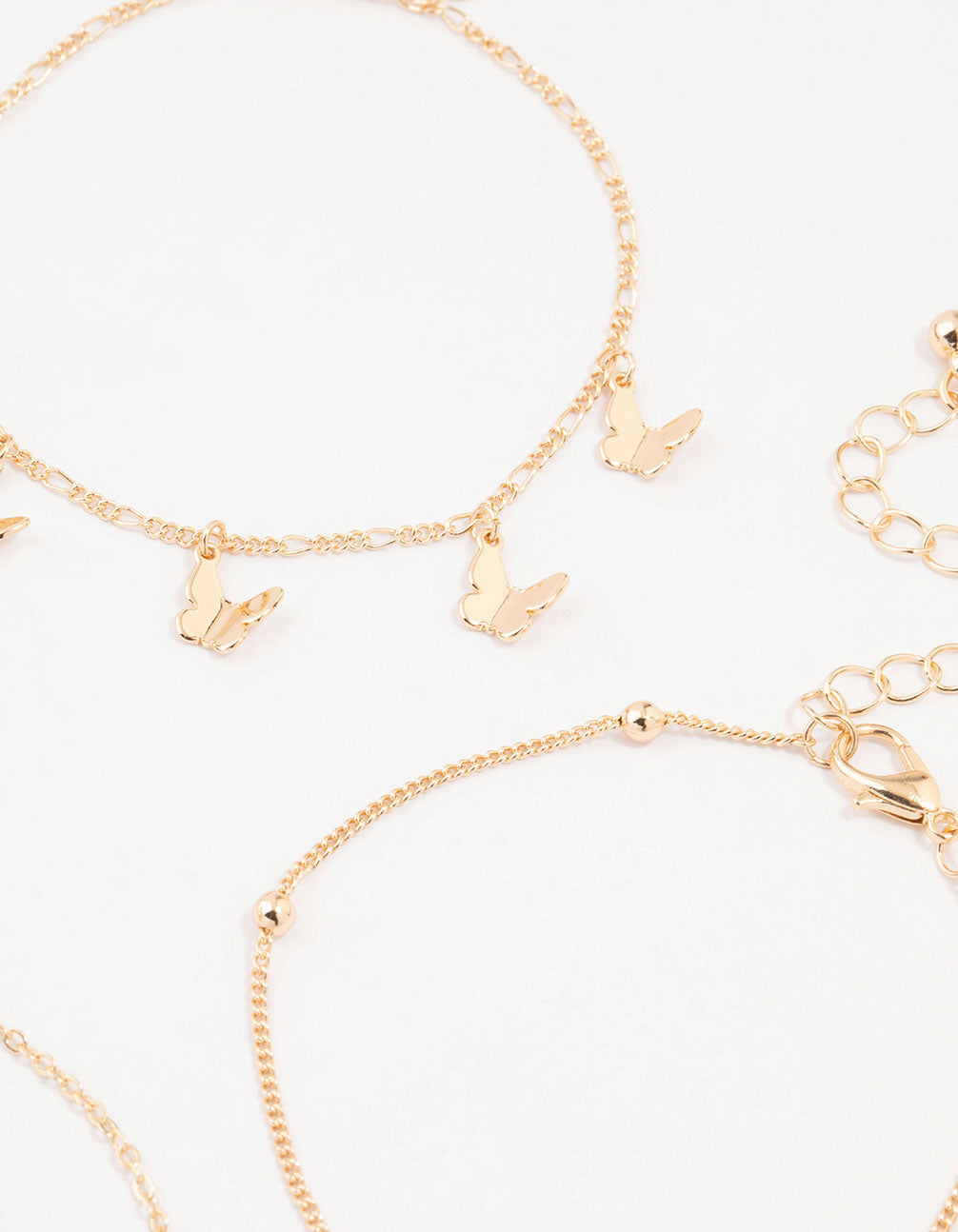 Gold Butterfly Drop Bracelets 4-Pack
