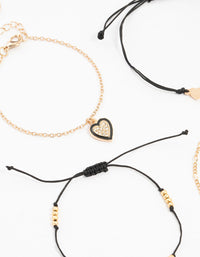 Gold Figaro, Rope & Heart Bracekets 4-Pack - link has visual effect only