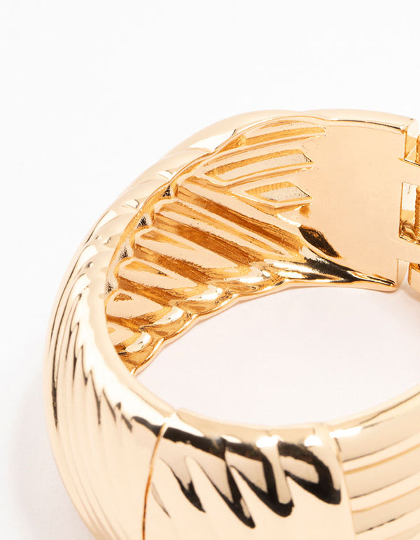 Gold Wrapped Detailed  Thick Wrist Cuff