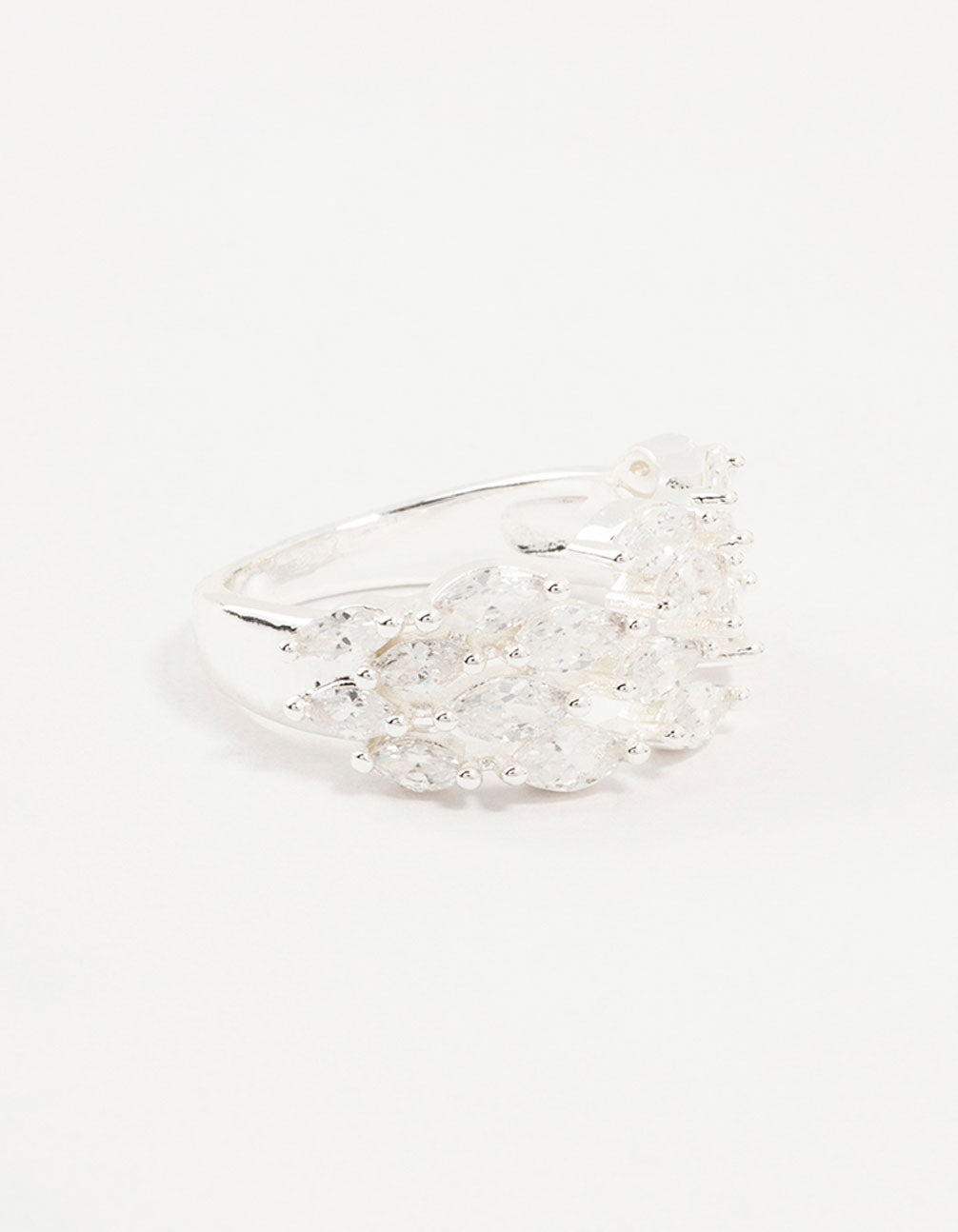 Silver Plated Cubic Zirconia Open Wrapped Ring